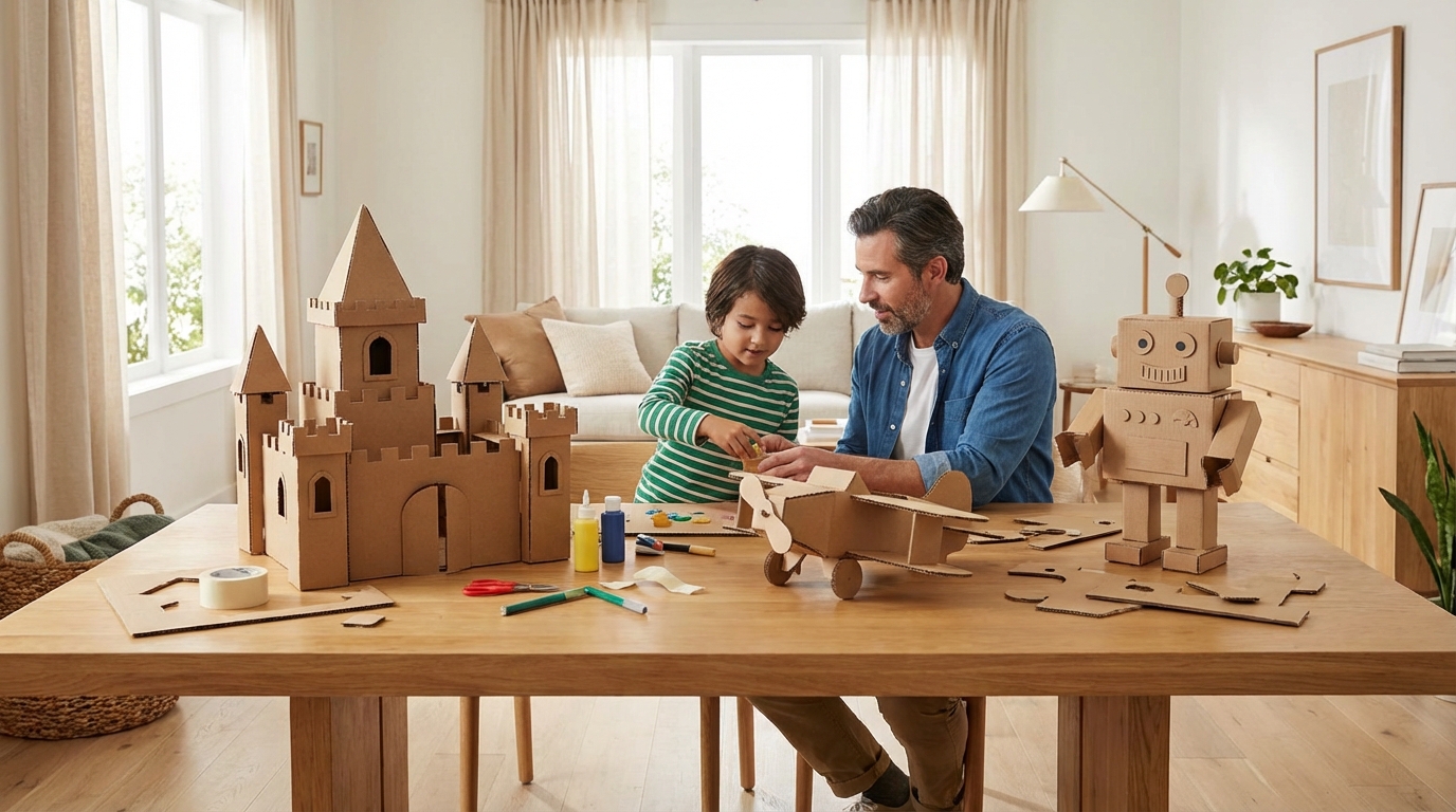 【工作・おもちゃ編】子どもと作れるダンボール工作3選