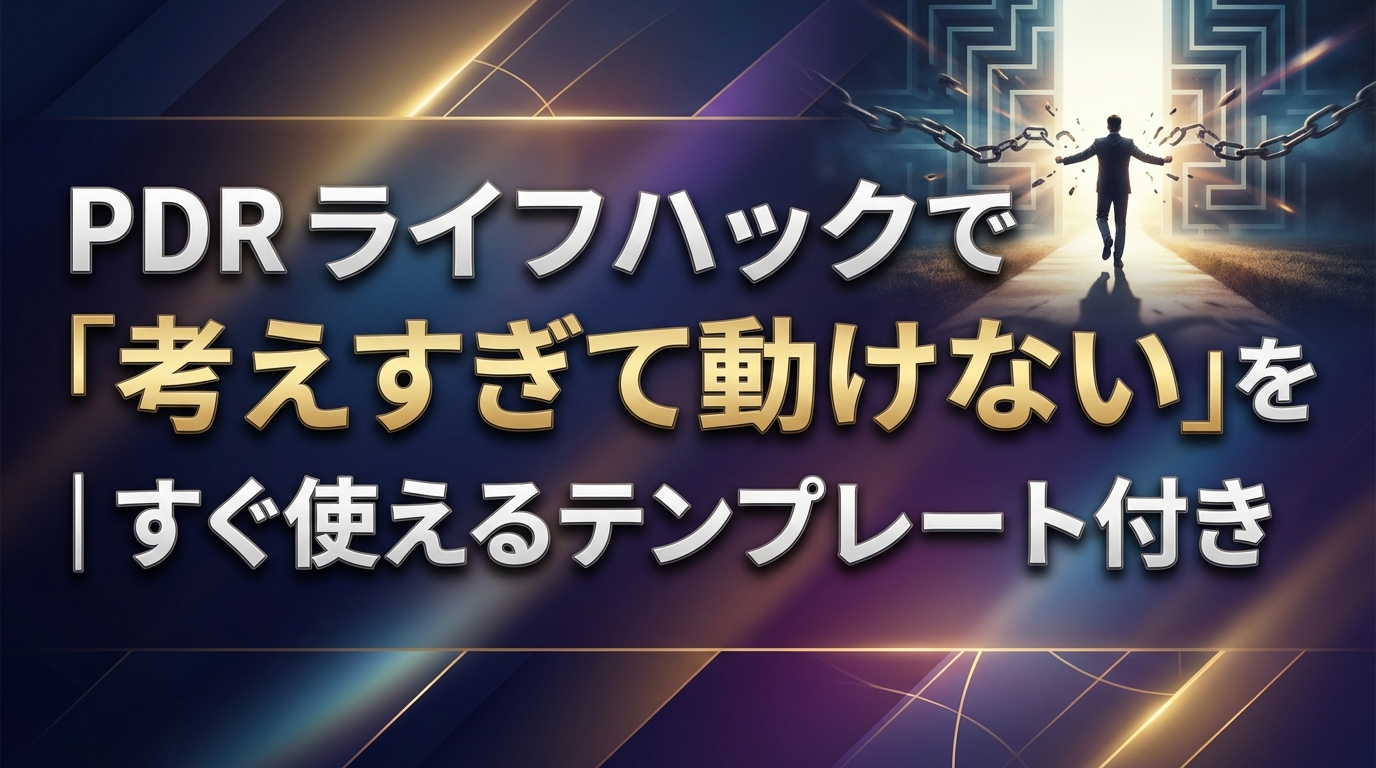 PDRライフハックで「考えすぎて動けない」を卒業｜すぐ使えるテンプレート付き