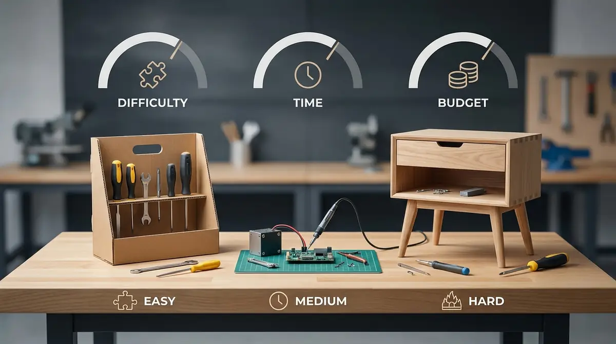 ライフハック工作の難易度・時間・予算を比較｜早見表で確認