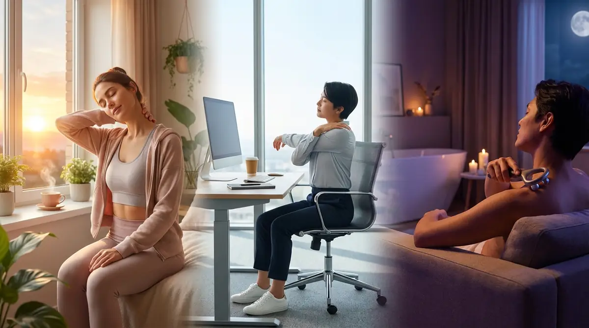 時間帯別おすすめルーティン｜朝・昼・夜の肩こり解消メニュー